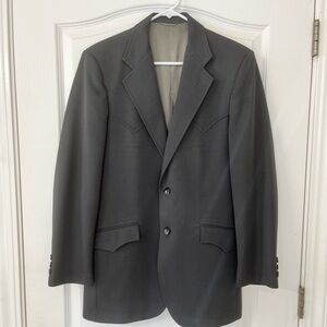 Vintage 1980s Kenny Rogers for Circle S Dark Gray Western Blazer Suit Jacket 38L
